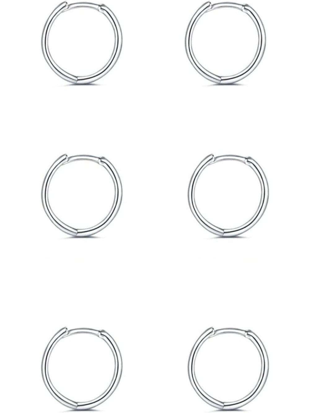 Sterling Silver Small Hoop Earrings Set - 14K White Gold Plated Huggie Hoops